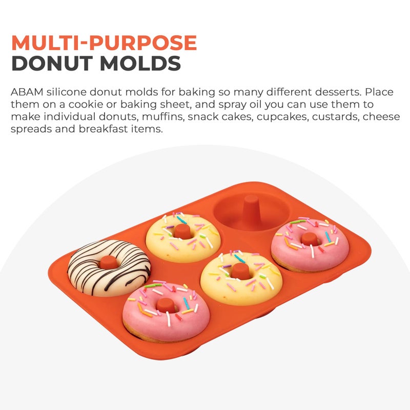 ABAM Premium Silicone 3.5 inch Donut Pan 3-Pack of Non-Stick Food Grade Silicone baking mold with 18 donut molds of Bagel Making Tray perfect for Microwave, Freezer & Dishwasher safe. - Image 3